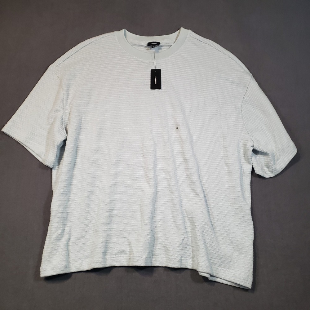 Express Textured Knit Shirt Mens XL Mint Green Short Sleeve Crew Neck - Picture 1 of 10